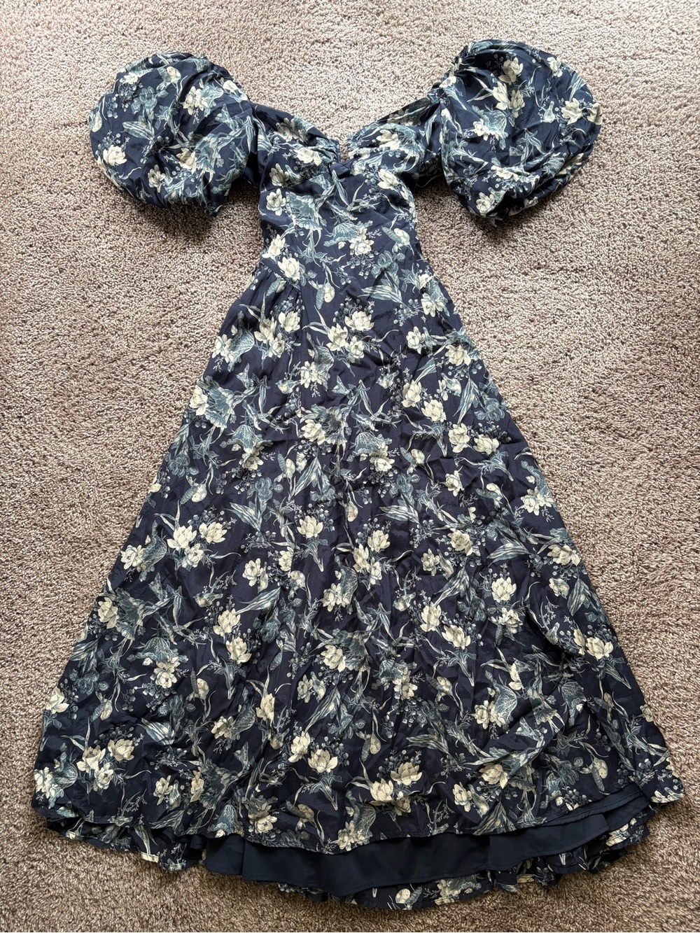 Abercrombie & Fitch Navy Dress with Cream Floral Print